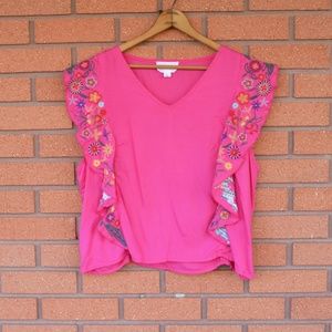 3/$20 Isa & Ella- Pink Embroidered Crop Top